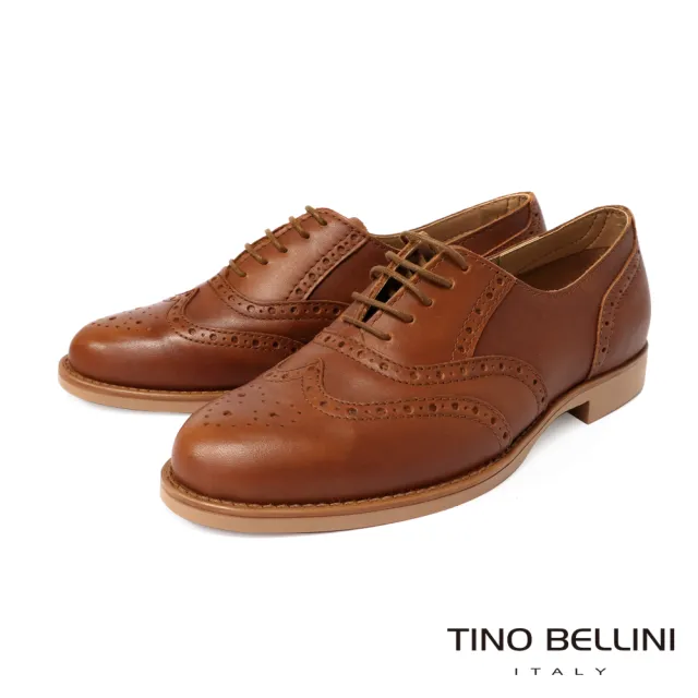 【TINO BELLINI 貝里尼】義大利進口雕花牛津鞋FWHT001B(焦糖)