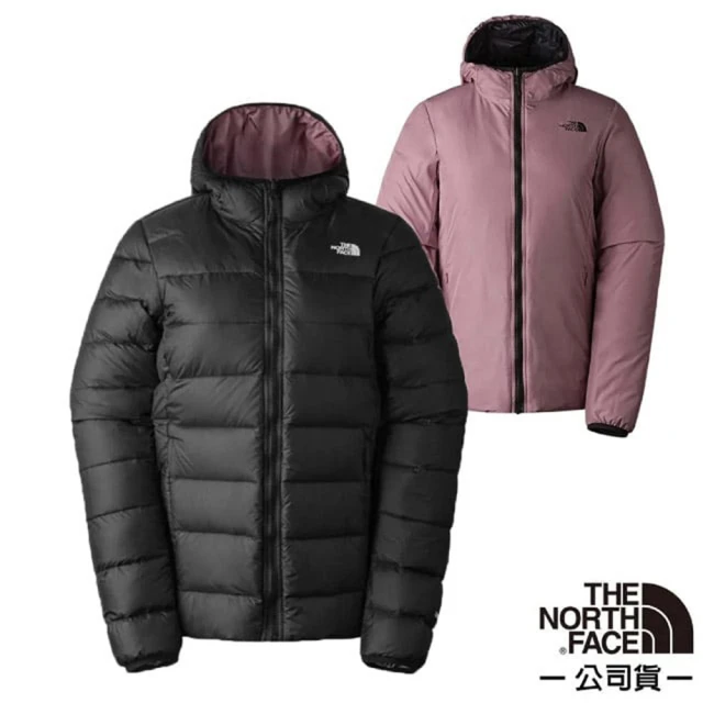 The North Face 女 防潑水保暖兩面穿連帽羽絨外套/禦寒雪衣(83OK-O6O 黑色)