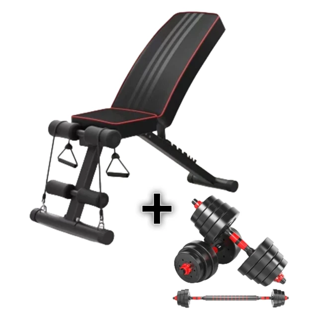 LEZER 多功能 摺疊啞鈴椅 健身凳(送35磅健身帶 多段