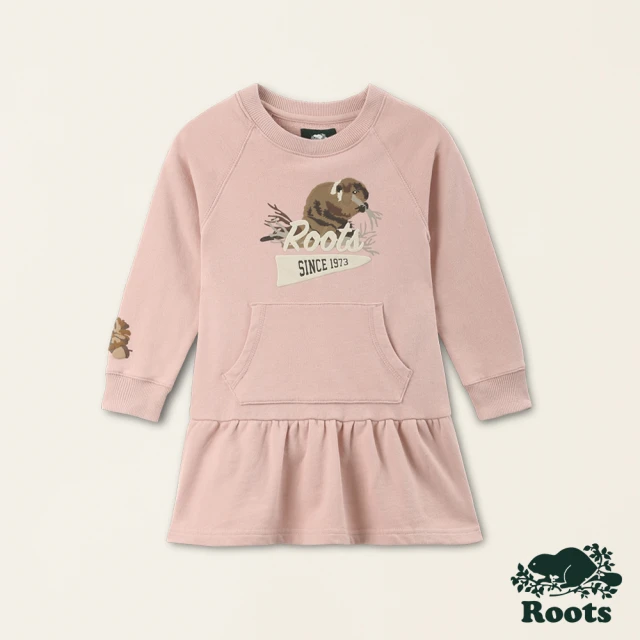 Roots Roots 小童-經典傳承系列 動物長袖洋裝(粉色)