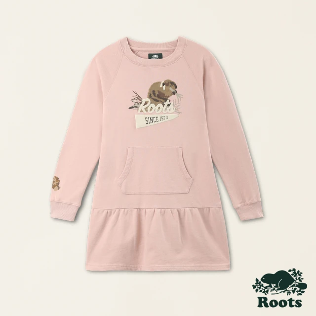 RootsRoots Roots 大童-經典傳承系列 動物長袖洋裝(粉色)