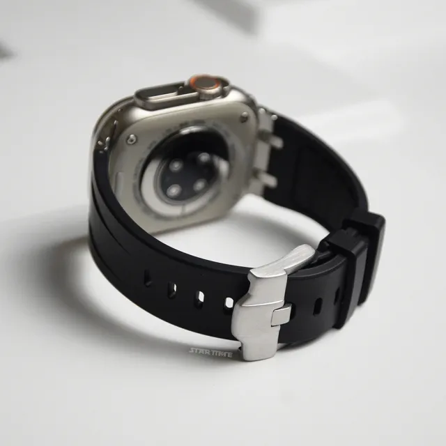 【STAR TIME】Apple Watch 42/44/45/49mm 矽膠錶帶 替換錶帶 黑/銀扣 高質感 Ultra可適用(全十種)