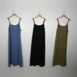 【Dailo】棉麻透氣簡約無袖長洋裝(藍 黑 綠/魅力商品)