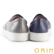 【ORIN】紋布拼接牛皮休閒鞋(藍色)