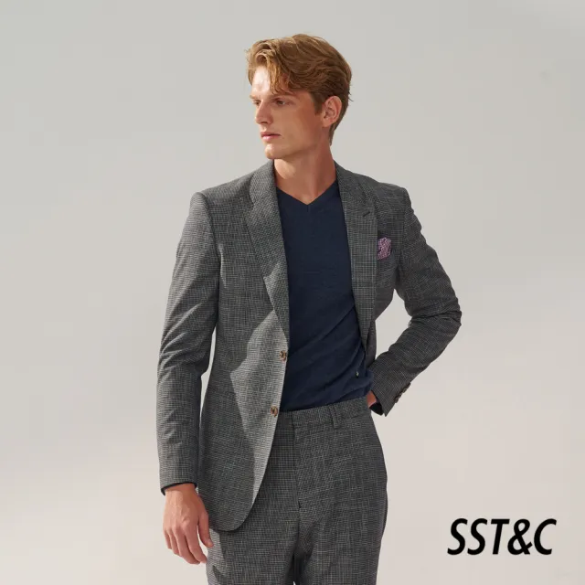 【SST&C 新品上市】灰色格紋裁縫版西裝外套0112310003