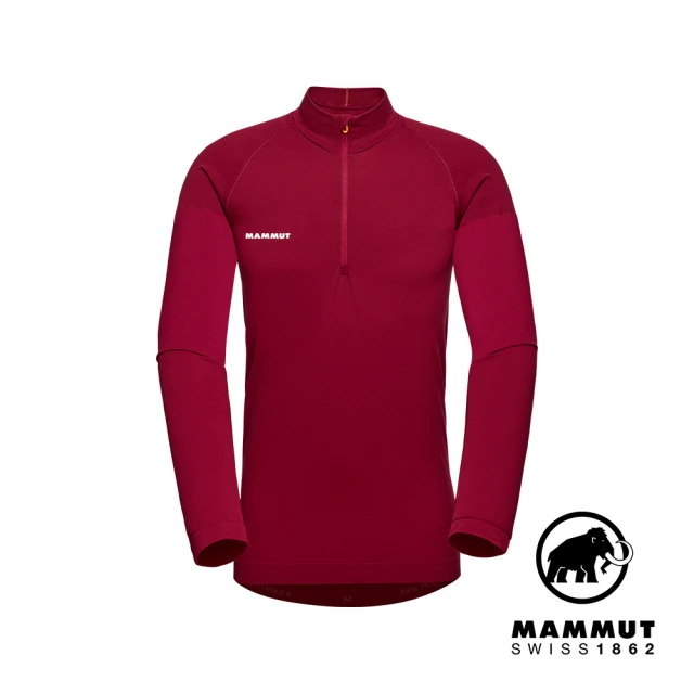 Mammut 長毛象 Trift Half Zip Longsleeve 羊毛混紡立領半拉鍊長袖排汗衣 緋紅 男款 #1016-01050