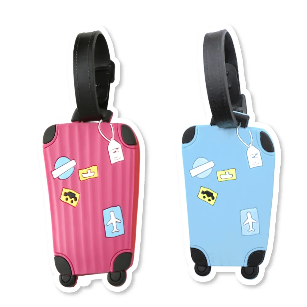 【出國囉】可愛行李造型矽膠行李吊牌-2入(防丟失 掛牌 姓名牌 行李箱掛牌 識別牌 託運吊牌 旅行配件)