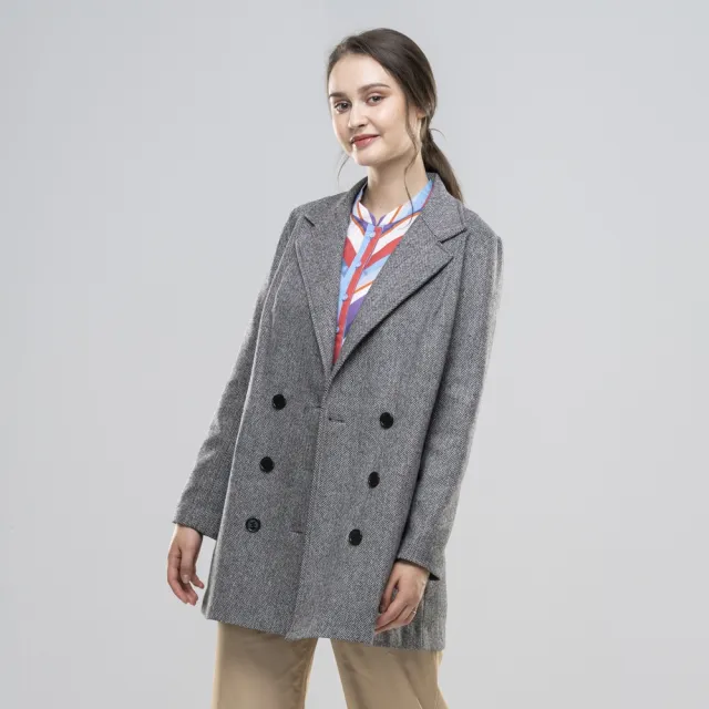 【FIORE 花蕾】時尚日本純羊毛經典雙排釦大衣(特價出清)