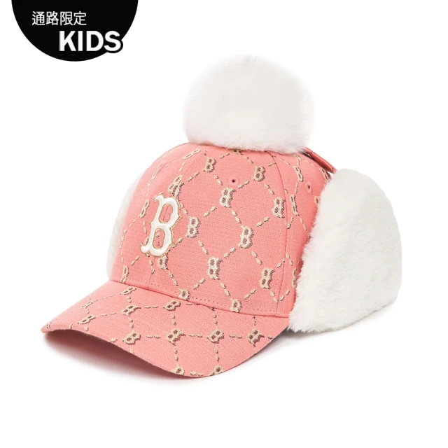 MLB 童裝 毛絨遮耳帽 護耳棒球帽 雷鋒帽 MONOGRAM系列 飛行帽 波士頓紅襪隊(7AWMM1726-43COS)