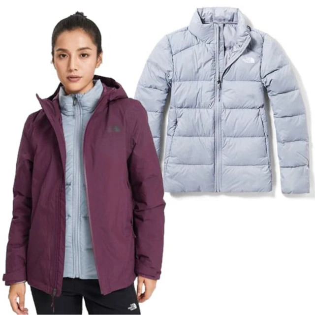 The North Face 女 Gore-Tex 兩件式外套/可拆式羽絨內件/防水透氣保暖夾克(46I7-SSJ 紫紅 V)