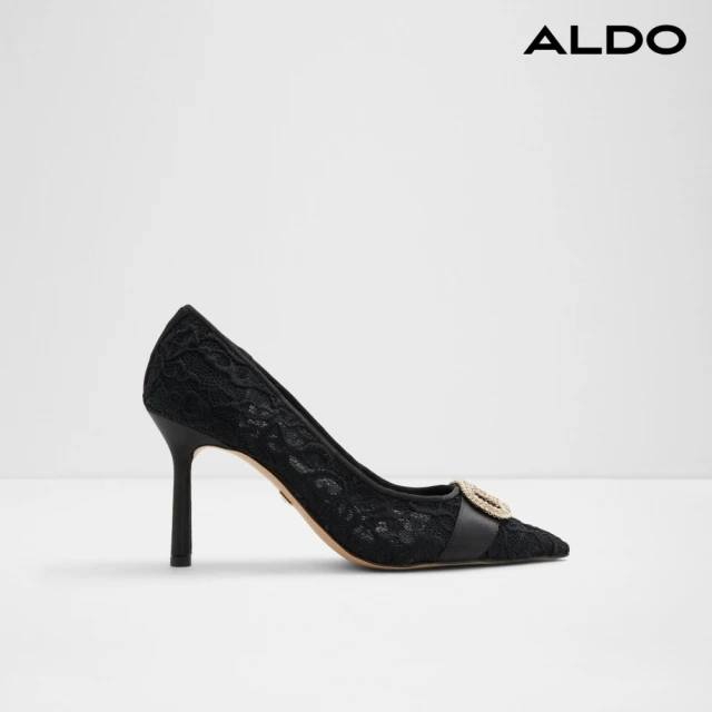 ALDO DECORA-氣質奢華水鑽後繫帶高跟鞋(黑色) 推