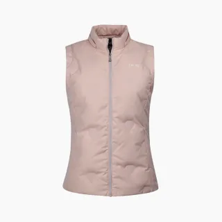 【PING】女款心型菱紋可拆帽防風防潑水羽絨背心-粉橘(蓄熱保溫/GOLF/高爾夫/RB23222-23)