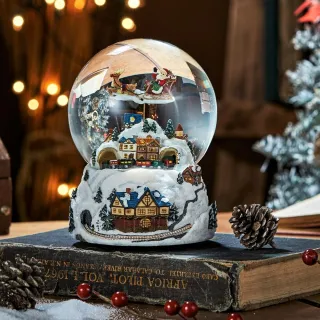 【JARLL讚爾藝術】幸福的雪白聖誕水晶球音樂盒(生日情人告白 結婚 聖誕禮物 交換禮物 聖誕裝飾)