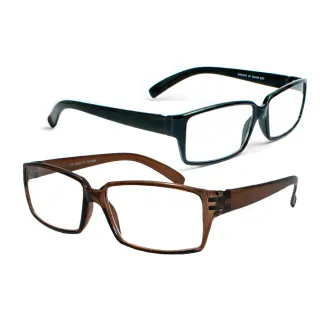 【KEL MODE】台灣製造 超輕量時尚中性款-方框老花眼鏡(#739咖+黑)