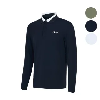 【HONMA 本間高爾夫】男款撞色羅紋長袖POLO衫 日本高爾夫專業品牌(M~XL白色、綠色、海軍藍HMJQ705R805)