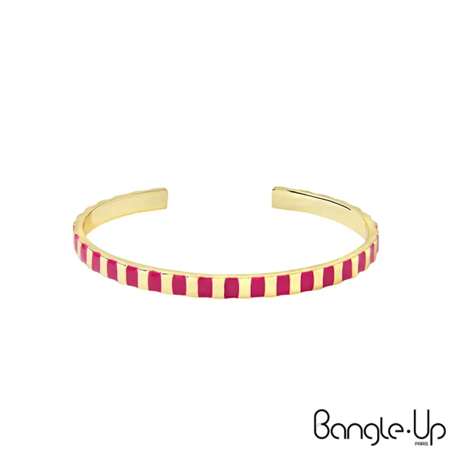 【Bangle up】玩轉線條琺瑯開口鍍金手環(莓果紅)