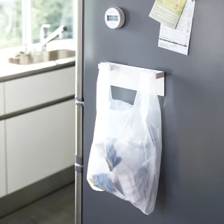 【YAMAZAKI】Plate磁吸式垃圾袋架-白(廚房收納/垃圾架/垃圾袋架/垃圾桶)