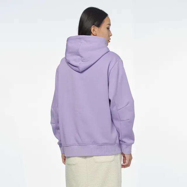 【JEEP】女裝 品牌LOGO舒適寬版刷毛帽T(紫色)