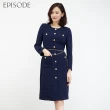 【EPISODE】典雅精緻修身口袋長袖洋裝E30454（深藍）