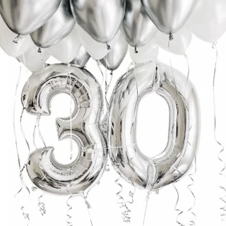 【野思】32吋銀色 字母/數字鋁膜氣球(氣球 生日氣球)