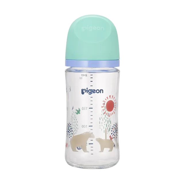【Pigeon 貝親】第三代母乳實感彩繪款玻璃奶瓶240ml/北極熊