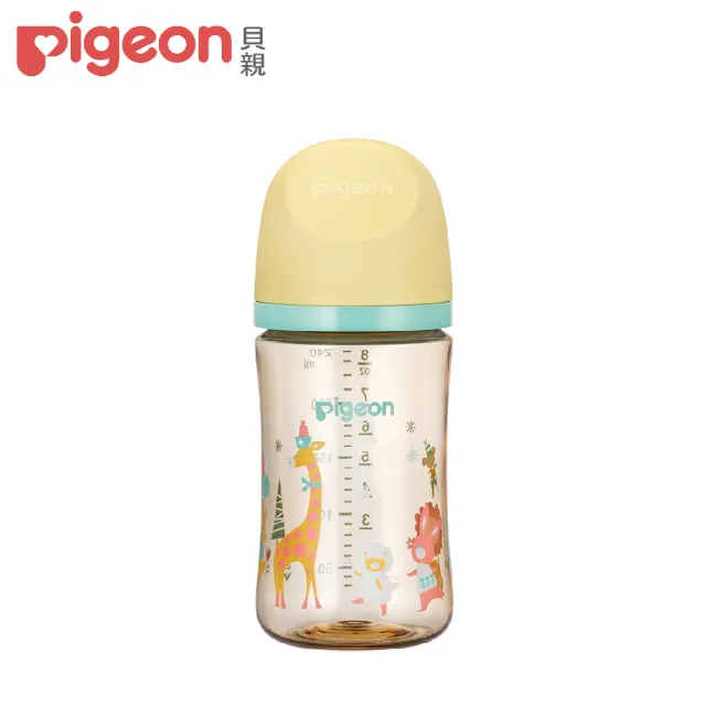 【Pigeon 貝親】第三代母乳實感彩繪款PPSU奶瓶240ml/動物派對