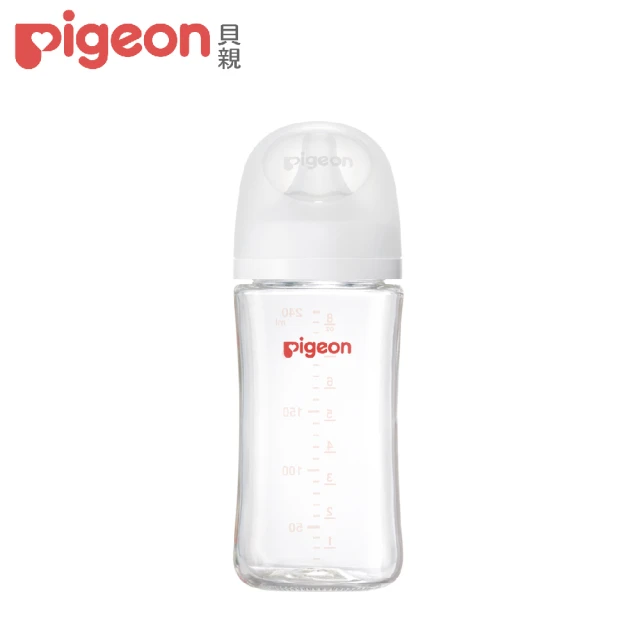 【Pigeon 貝親】第三代母乳實感玻璃奶瓶240ml/純淨白