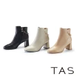 【TAS】羊皮金鍊拉鍊高跟短靴(灰色)