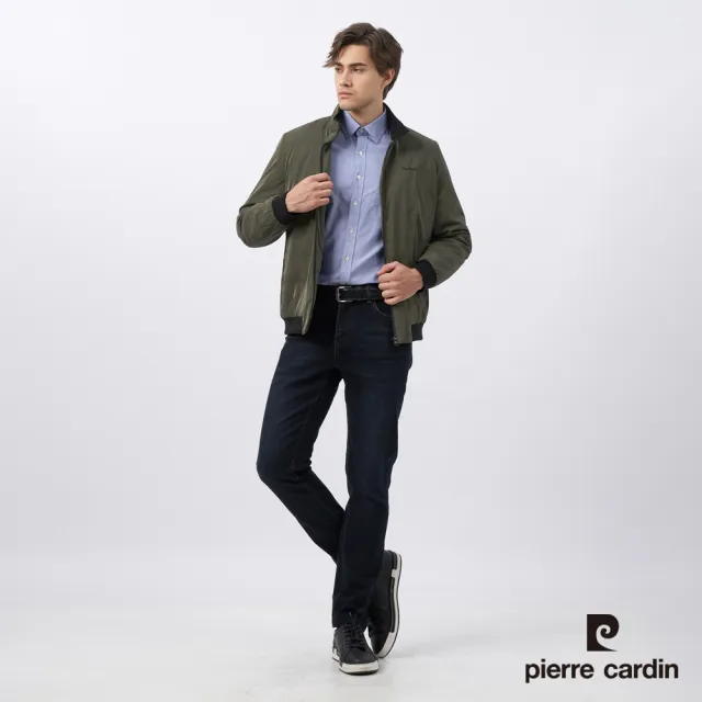 【pierre cardin 皮爾卡登】男款 都會休閒立領鋪棉印暗格夾克外套-軍綠色(5235767-47)