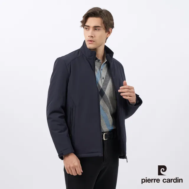 【pierre cardin 皮爾卡登】男款 都會休閒立領鋪棉夾克外套-深藍色(5235766-38)