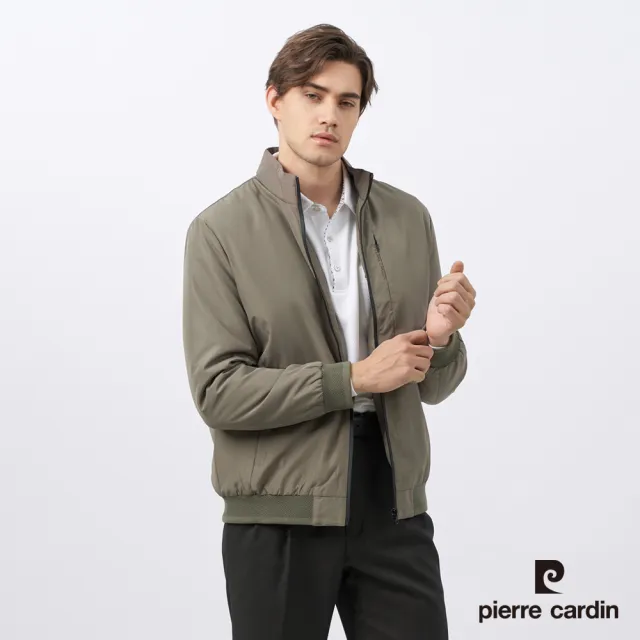 【pierre cardin 皮爾卡登】男款 都會休閒立領鋪棉夾克外套-卡其綠色(5235765-47)