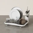 【UMBRA】Sinkin餐具收納筒+碗盤瀝水架 雲朵白35.6cm(餐具杯盤墊 隔水墊 流理臺墊)