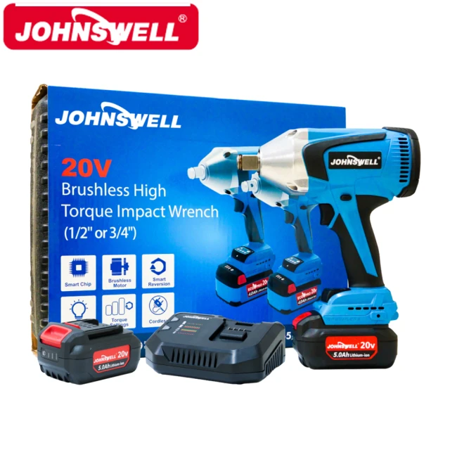 Johnswell 20V鋰電無刷衝擊扳手-雙電5.0AH(EP-DW8456)