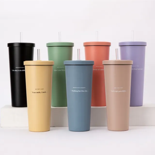 【Oolab 良杯製所】莫蘭迪系列 二代不鏽鋼吸管杯850ml(多色可選/大容量/保溫杯)