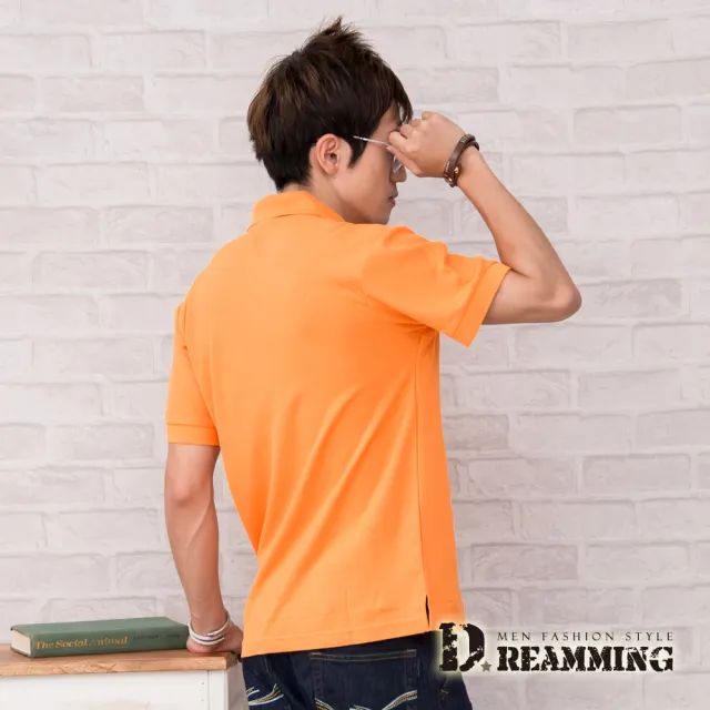 【Dreamming】美式素面網眼短袖POLO衫(咖啡/桔色/黃色)