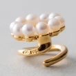 【ete】珍珠甜甜圈迴紋針夾式耳環(金色)