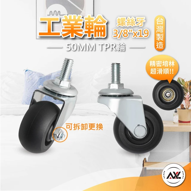 AXL Global 二分半螺絲牙腳輪TPR靜音腳輪(50m