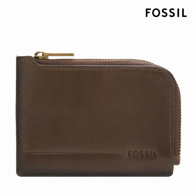 FOSSILFOSSIL Allen 真皮拉鍊零錢包-深棕色 SML1861201