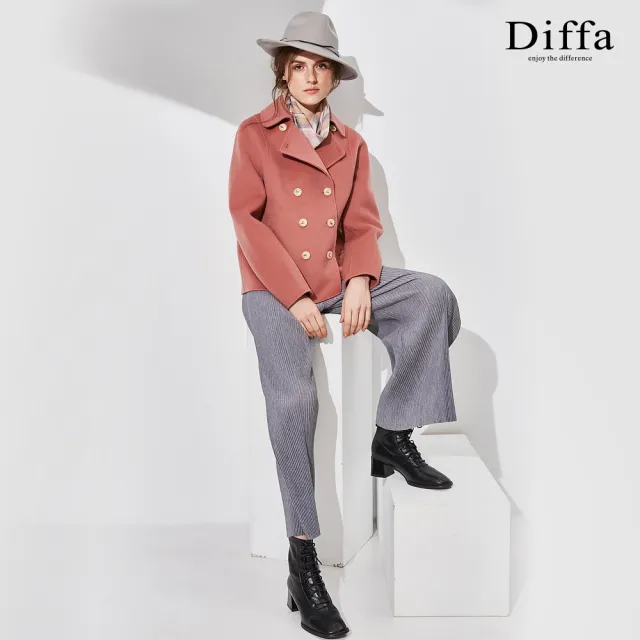 【Diffa】網路獨賣 時尚美型針織壓褶長褲-女