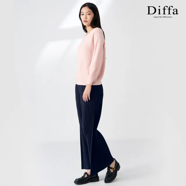 【Diffa】網路獨賣 時尚美型針織壓褶長褲-女