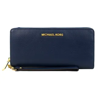【Michael Kors】JET SET荔枝紋手掛式長夾(深藍)