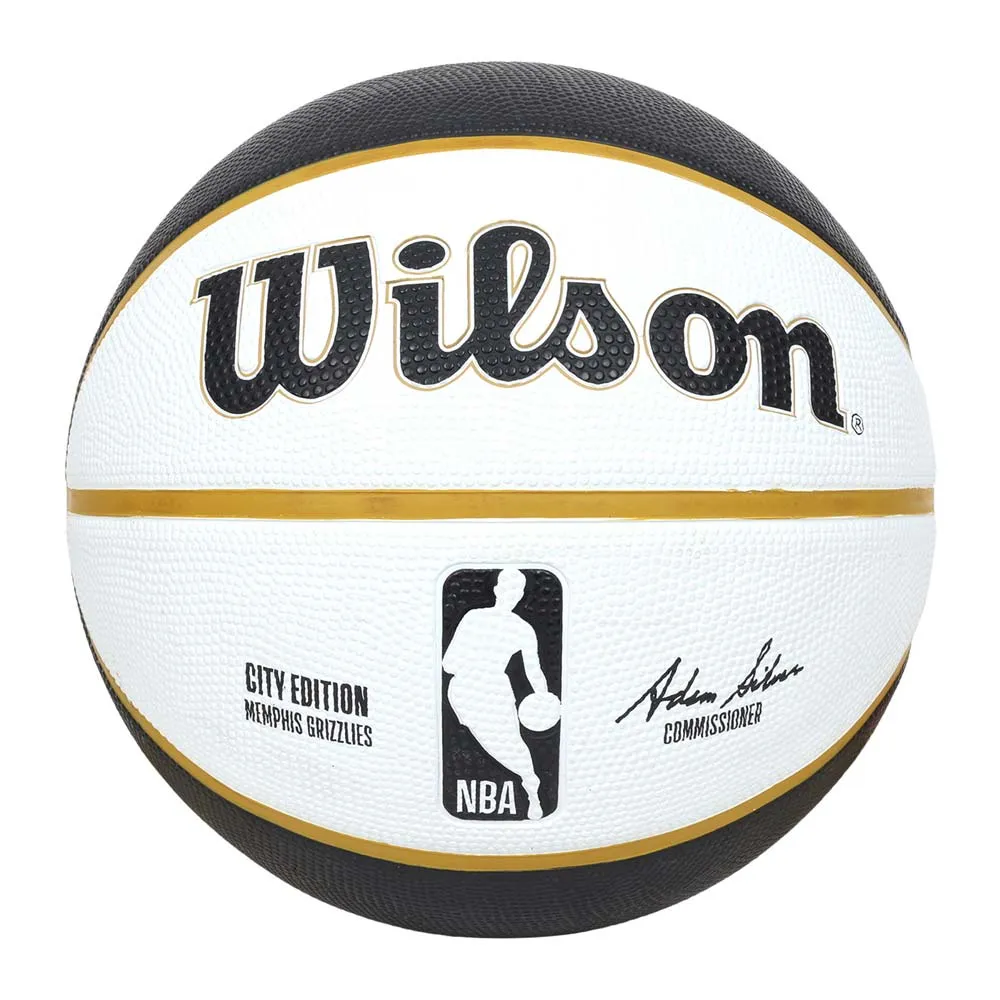 【WILSON】NBA城市系列-灰熊-橡膠籃球 7號籃球-訓練 室外 室內 白黑棕(WZ4024215XB7)