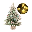 【摩達客】55cm頂級霜冰藍雪國原木底座聖誕樹/含雪藍系配件+20燈LED氣泡圓球款-暖白燈(USB插頭+閃爍控制)