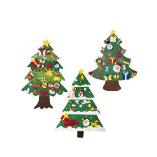 【QIDINA】DIY毛氈布掛牆聖誕樹 不含燈泡(聖誕禮物 交換禮物兒童禮物 聖誕節禮物送禮物聖誕節佈置)