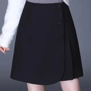 【麗質達人】117黑色設計款短裙KF(M-4XL)