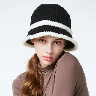 【GLORY21】品牌魅力款-etc.經典雙色針織漁夫帽(黑色)