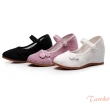 【Taroko】馨香提花棉布面圓頭坡粗跟鞋(3色可選)