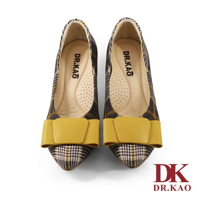 【DK 高博士】知性淑女 格紋 氣墊高跟鞋 71-0074-36(土黃色)