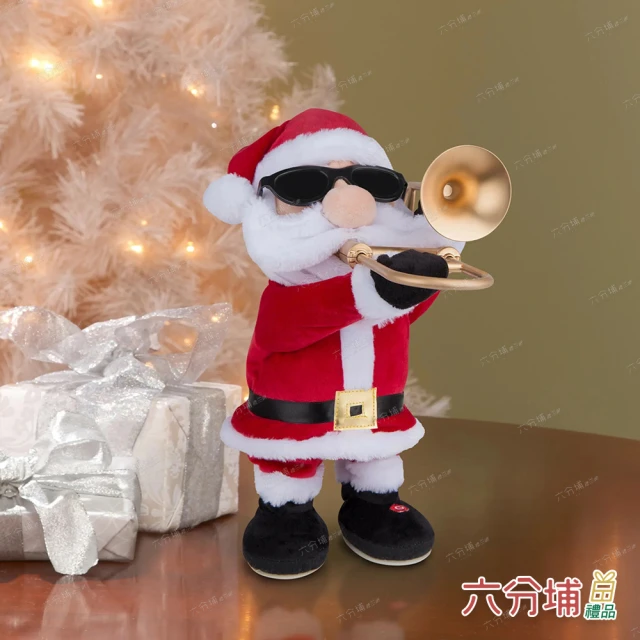 六分埔禮品 吹長號的聖誕老人-聖誕電動玩偶(聖誕節耶誕居家佈