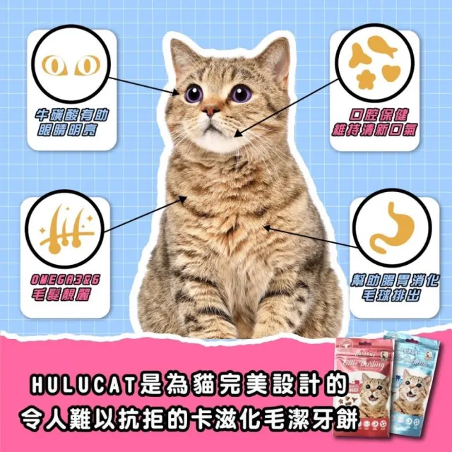 【Hulucat】卡滋化毛潔牙餅60g*12入